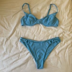 OOKIOH Light Blue Swim Set Bikini M top L bottoms